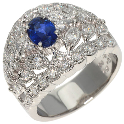 0.8ct Sapphire Diamond Ring Platinum PT900  12.2g　Ladies