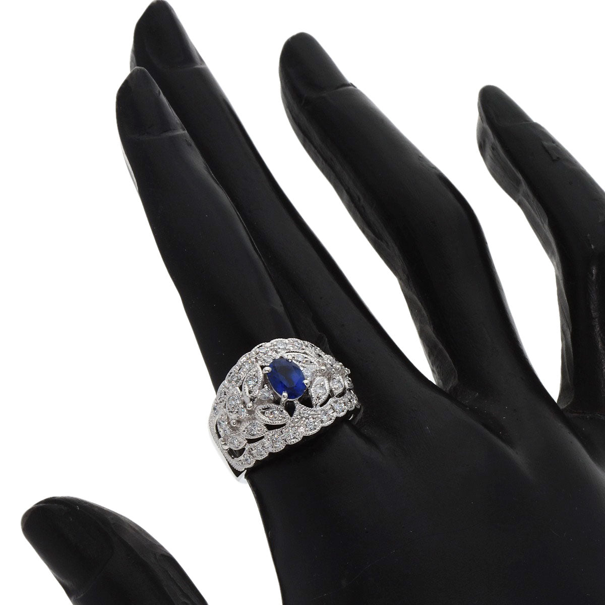 0.8ct Sapphire Diamond Ring Platinum PT900  12.2g　Ladies