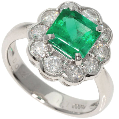 1.41ct Emerald Diamond Ring Platinum PT900  5.9g　Ladies