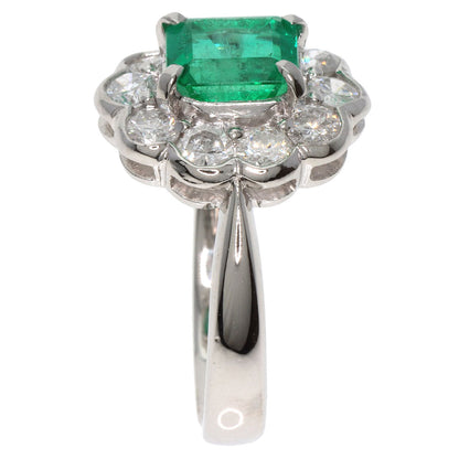 1.41ct Emerald Diamond Ring Platinum PT900  5.9g　Ladies