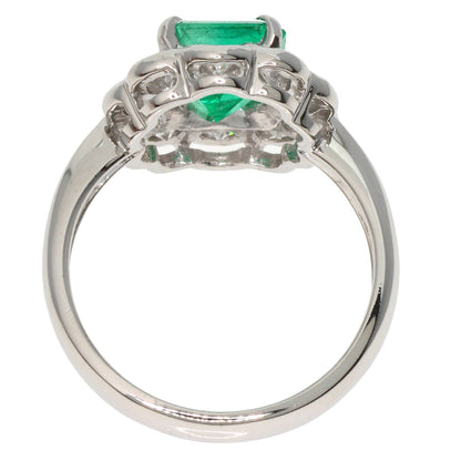 1.41ct Emerald Diamond Ring Platinum PT900  5.9g　Ladies