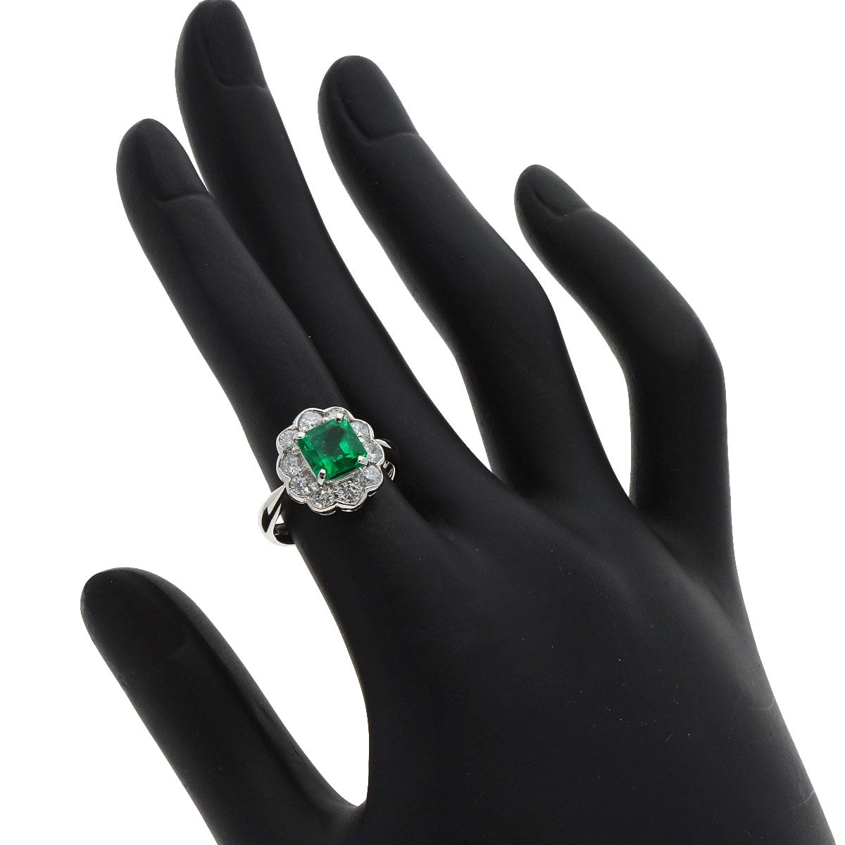 1.41ct Emerald Diamond Ring Platinum PT900  5.9g　Ladies