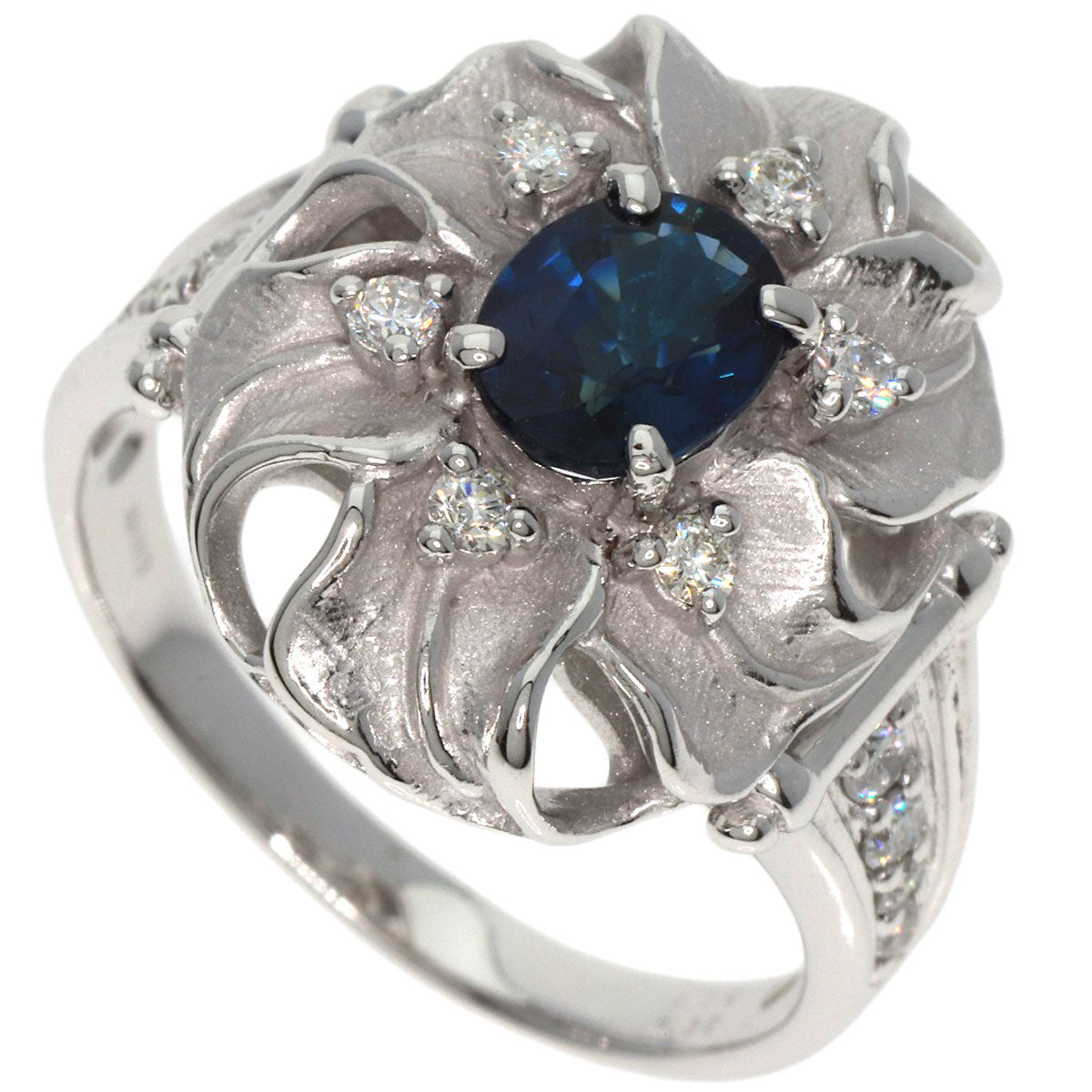 1.14ct Sapphire Diamond Ring K18 White Gold  7.3g　Ladies