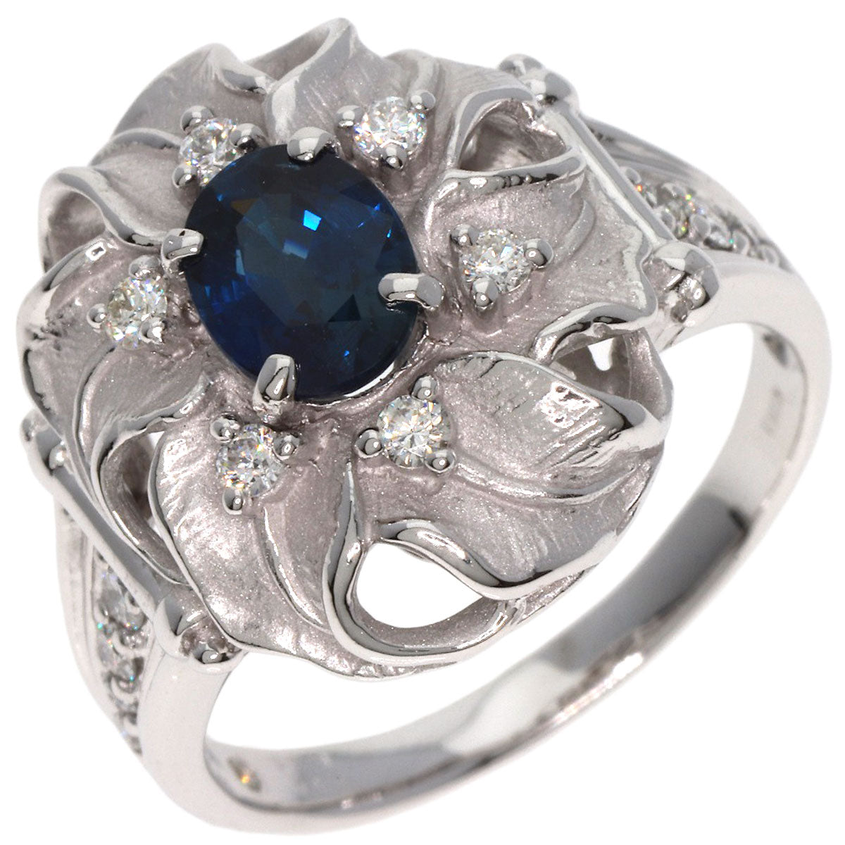 1.14ct Sapphire Diamond Ring K18 White Gold  7.3g　Ladies