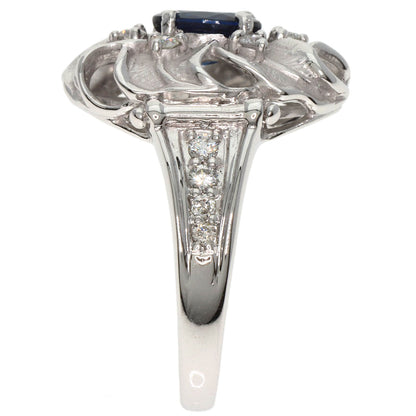 1.14ct Sapphire Diamond Ring K18 White Gold  7.3g　Ladies