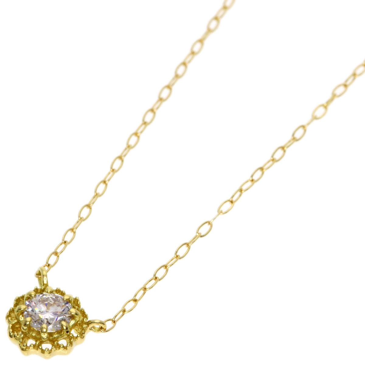 0.13ct Diamond Necklace K18 Yellow Gold  0.8g　Ladies