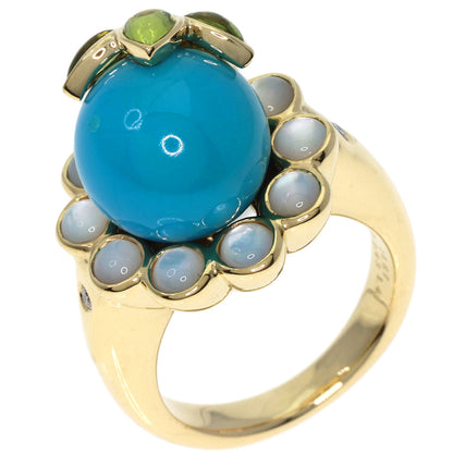 11.67ct turquoise shell color stone diamond Ring 18K  16.4g　Ladies