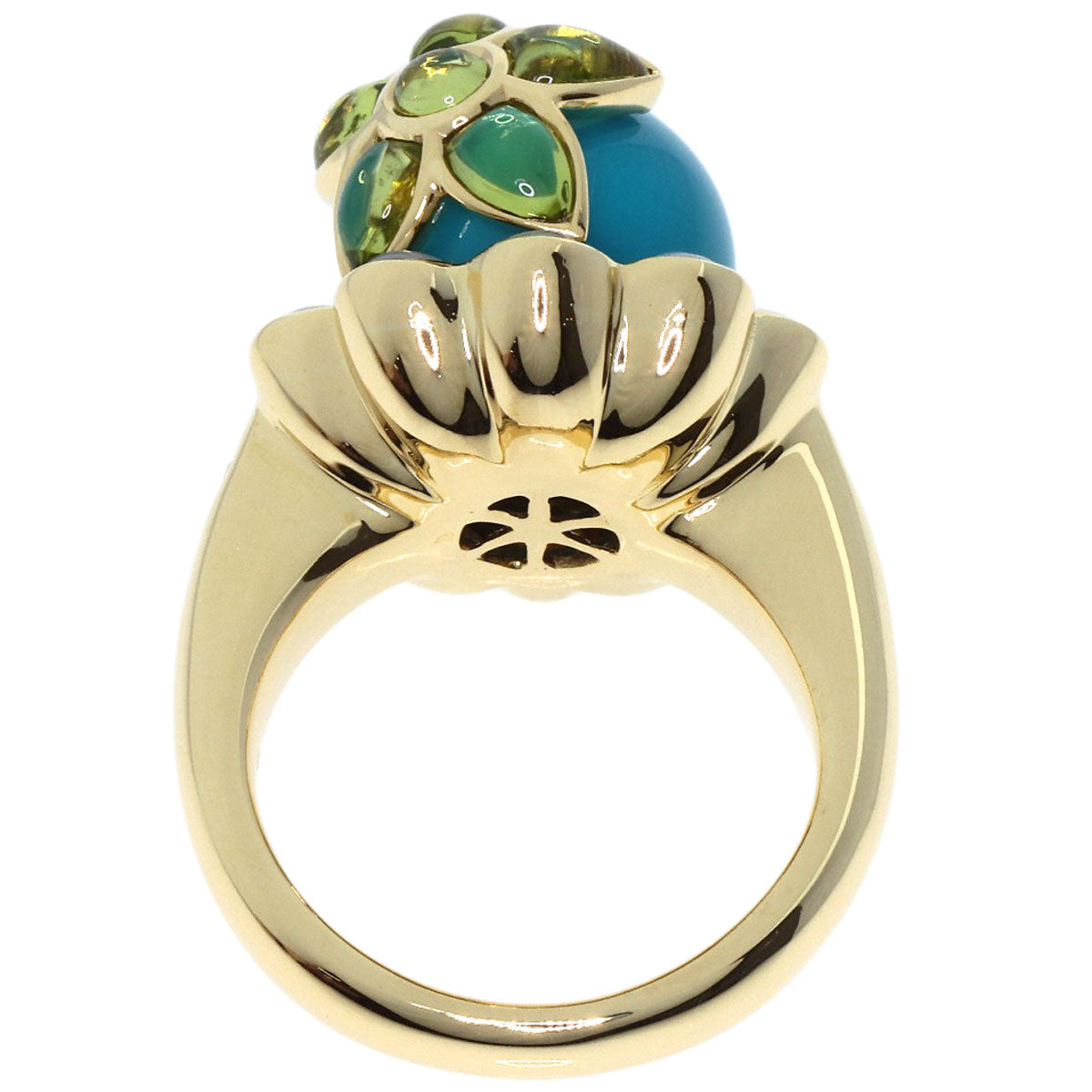 11.67ct turquoise shell color stone diamond Ring 18K  16.4g　Ladies