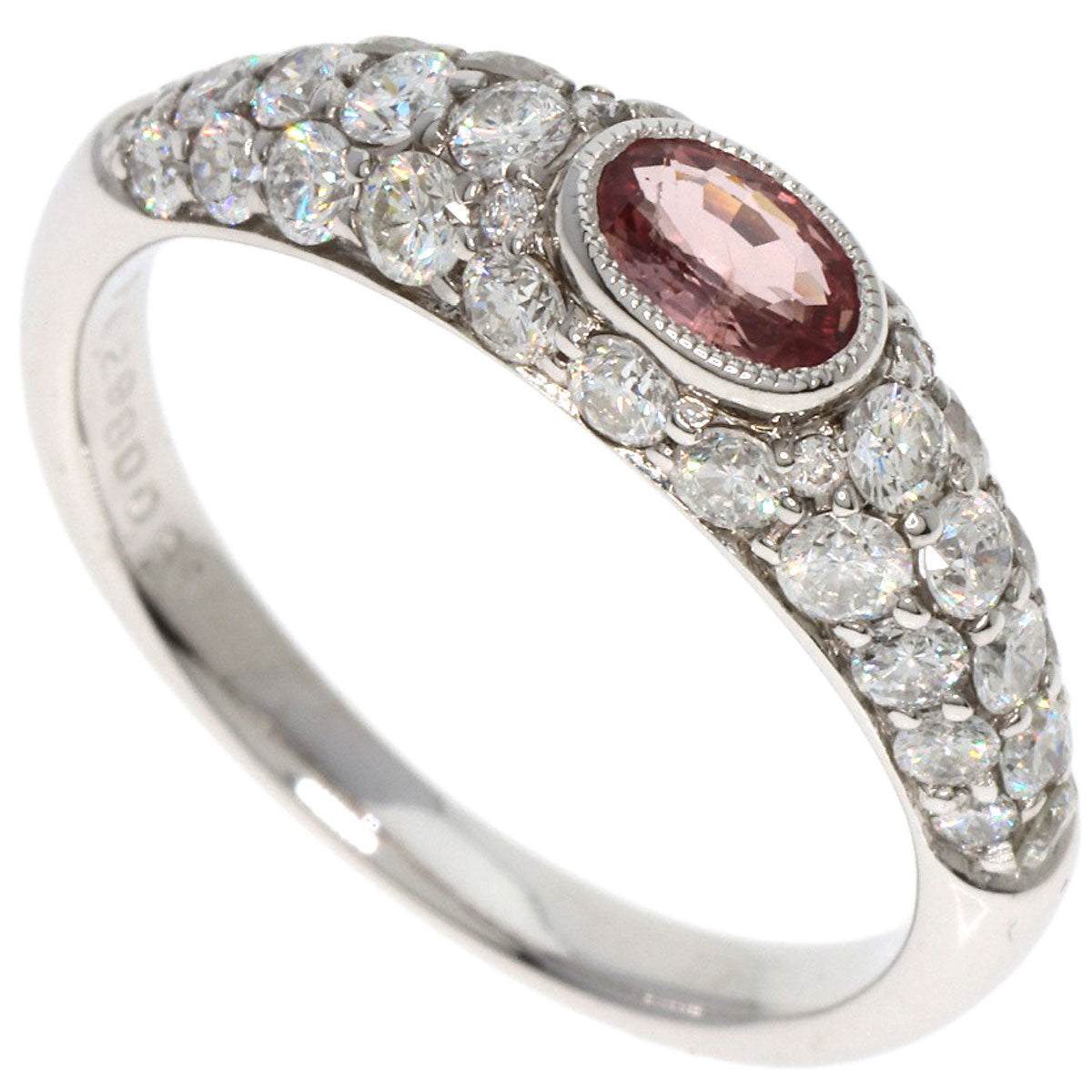 0.298ct Padparadscha Sapphire Diamond Ring K18 White Gold  3.5g　Ladies