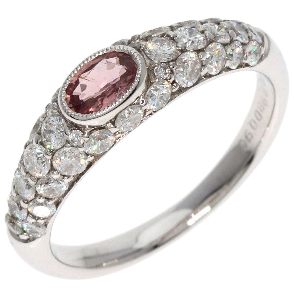 0.298ct Padparadscha Sapphire Diamond Ring K18 White Gold  3.5g　Ladies