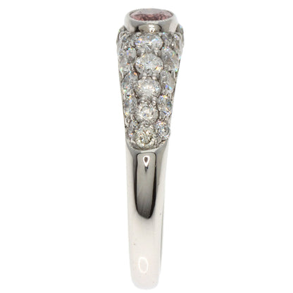 0.298ct Padparadscha Sapphire Diamond Ring K18 White Gold  3.5g　Ladies