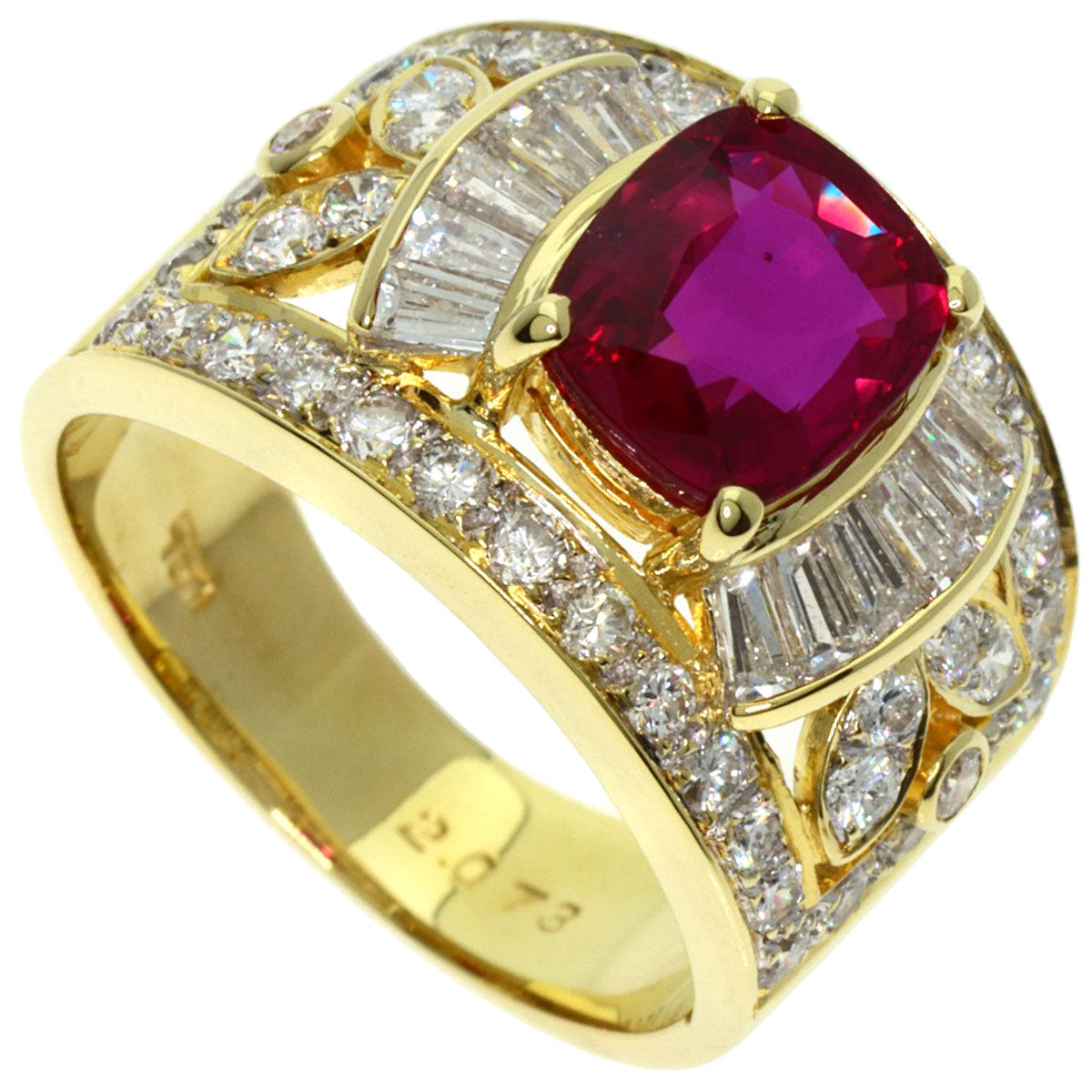 2.073ct Ruby Diamond Ring K18 Yellow Gold  9.2g　Ladies