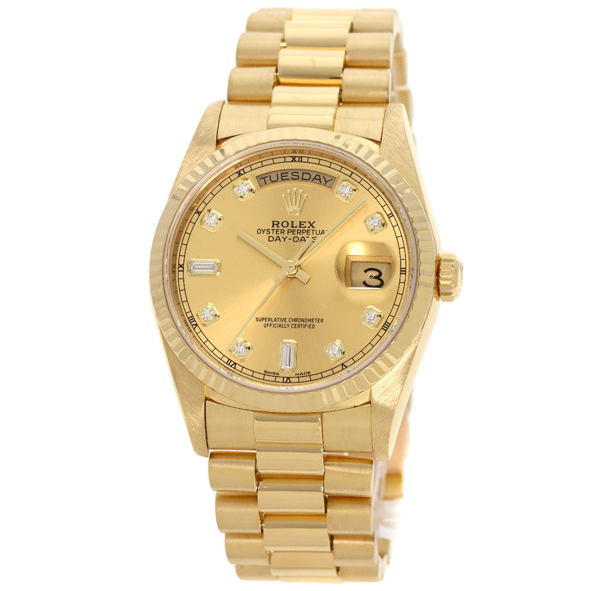 ROLEX Day Date 10P Diamond New Point Watches 18238A K18 Yellow Gold/18K Yellow Gold mens