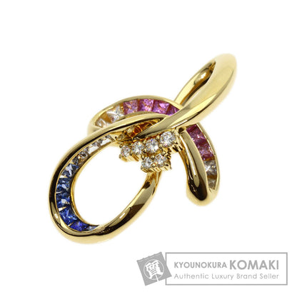 Jeunet Sapphire Diamond Pendant top K18 Yellow Gold Ladies [Used]