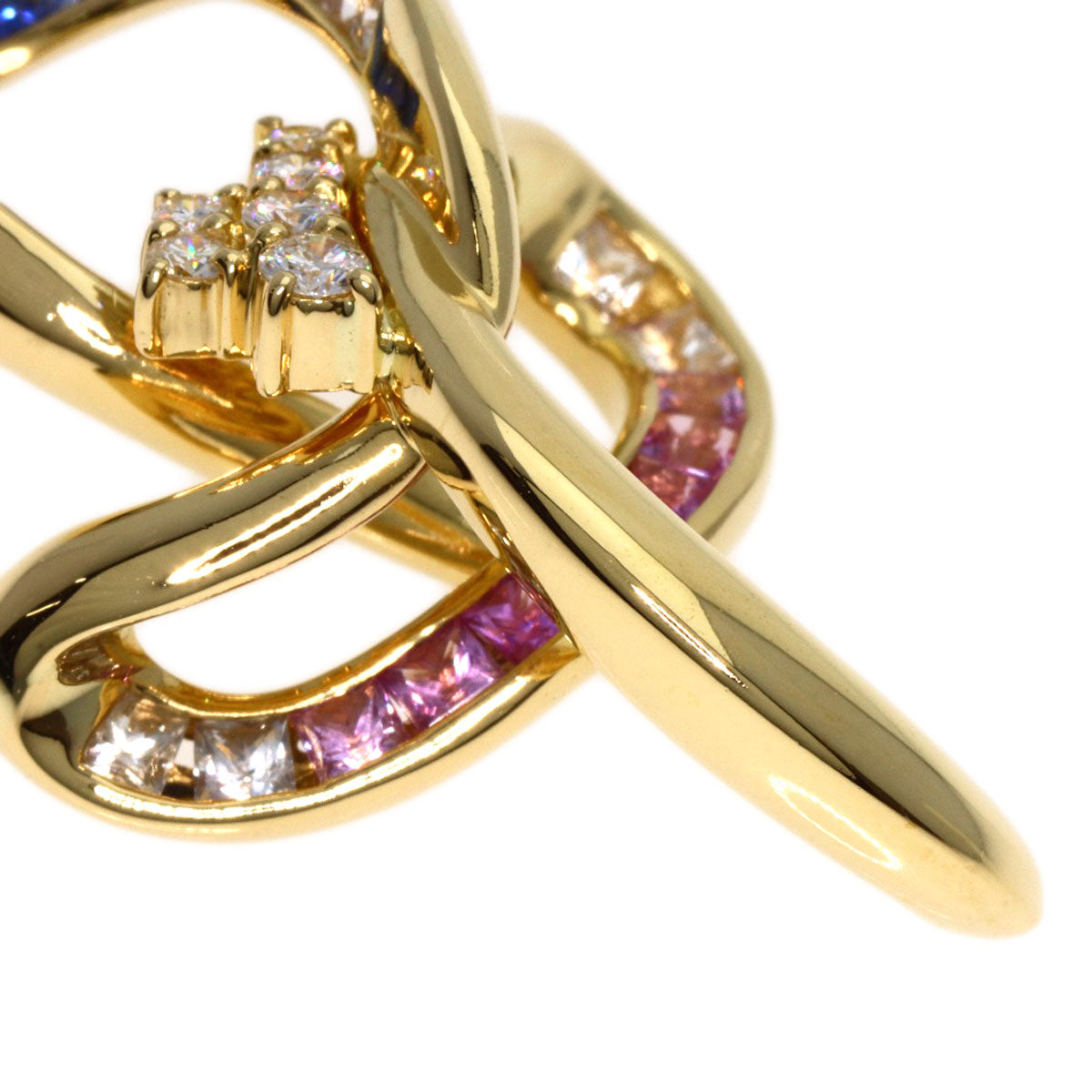 Jeunet Sapphire Diamond Pendant top K18 Yellow Gold Ladies [Used]