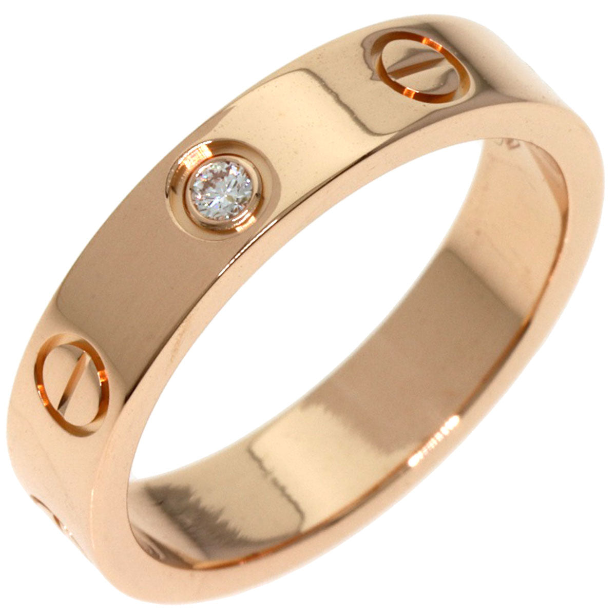 CARTIER   Ring mini love ring 1P Diamond #49 K18 Pink Gold Ladies