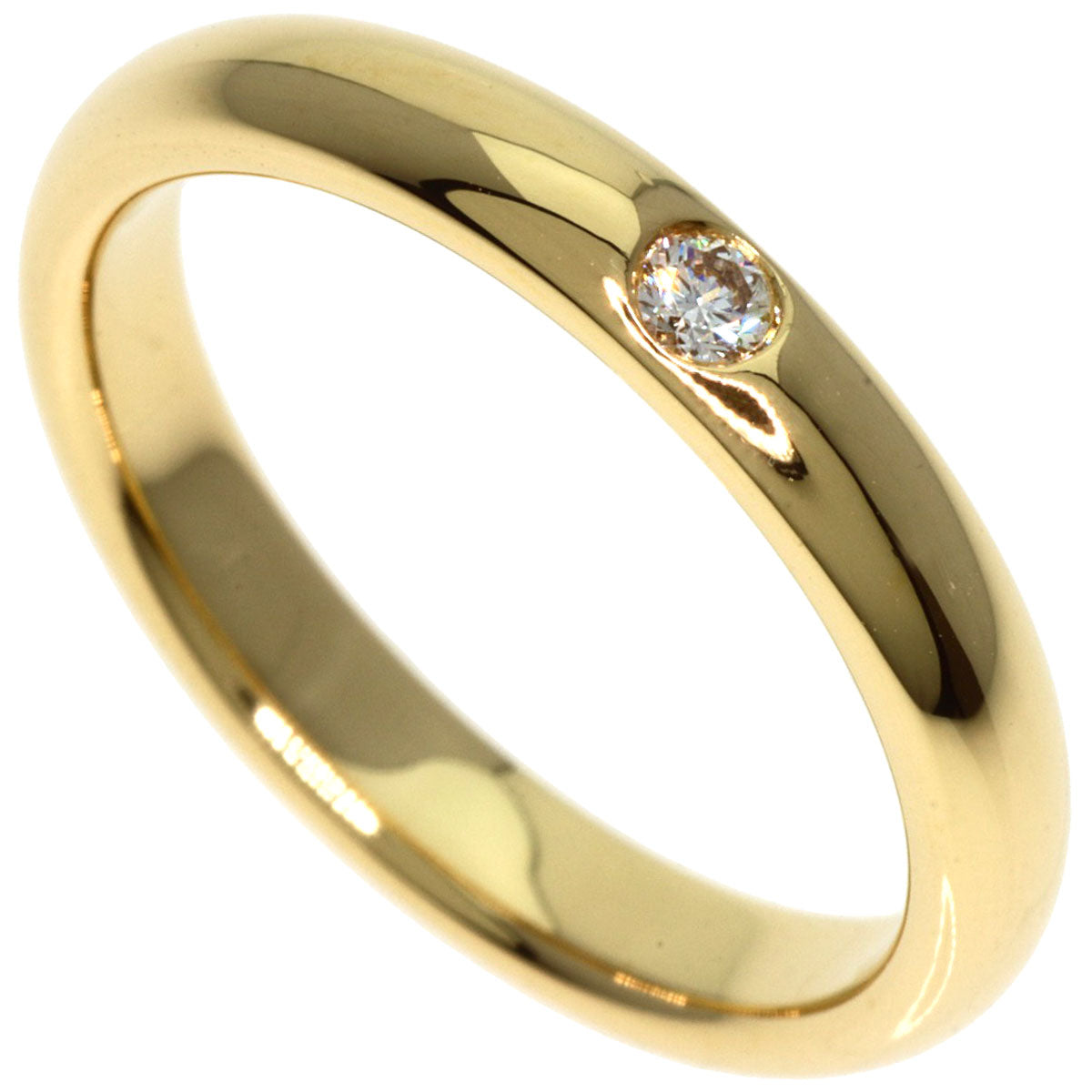 HARRY WINSTON Round Cut Wedding Ring 1P Diamond Ring K18 Yellow Gold Ladies [Used]