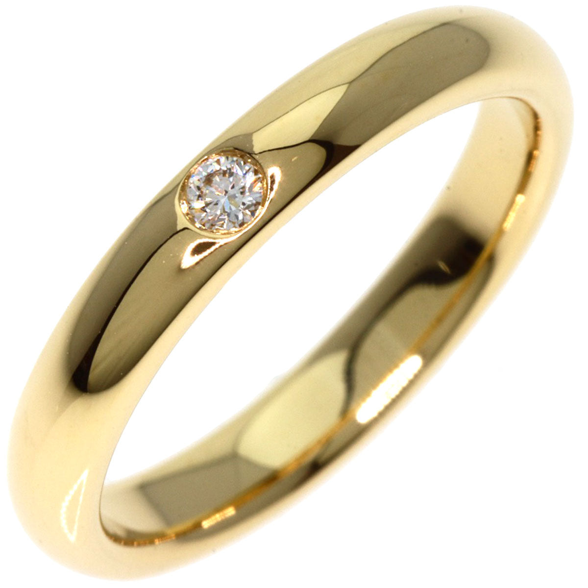 HARRY WINSTON Round Cut Wedding Ring 1P Diamond Ring K18 Yellow Gold Ladies [Used]