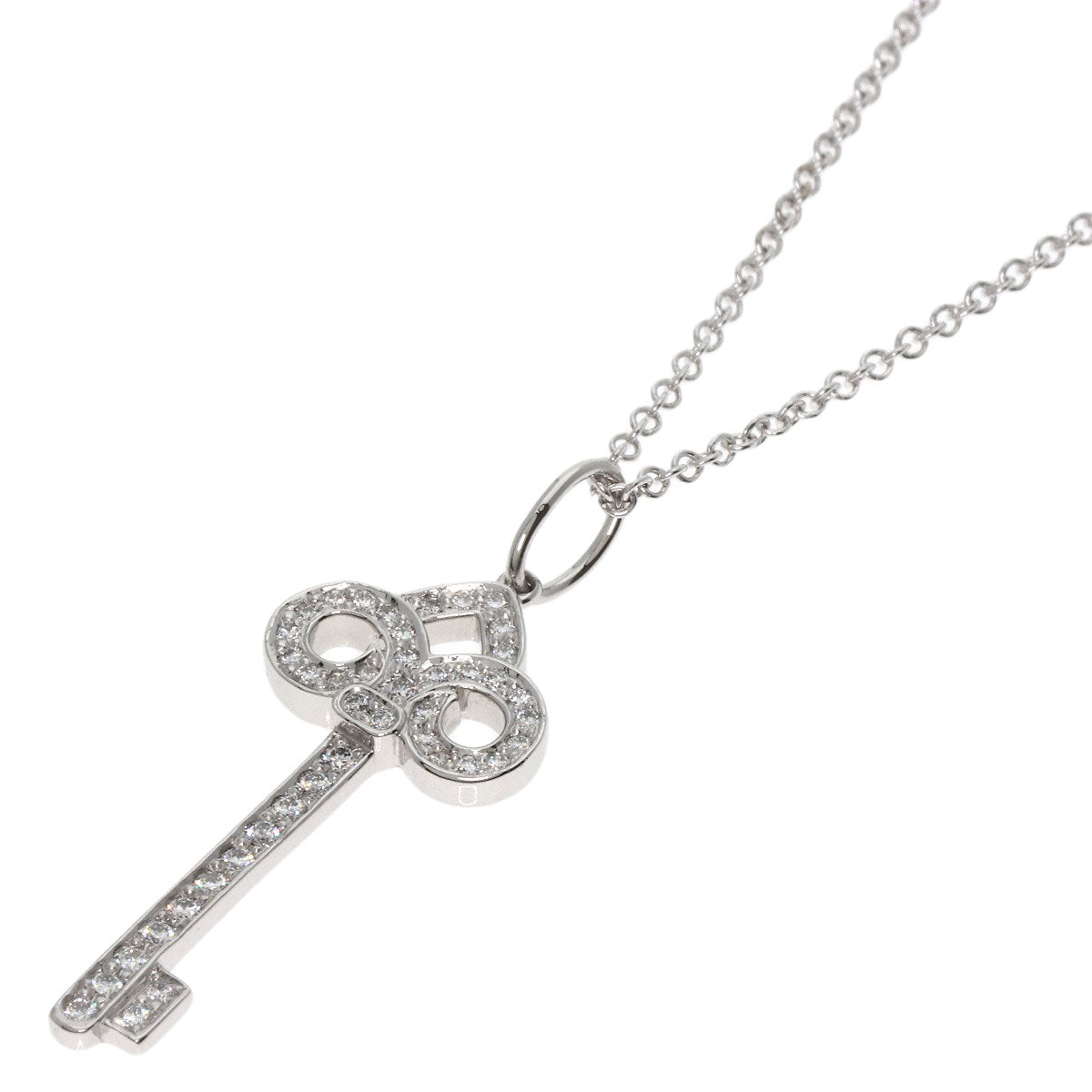 TIFFANY&Co. Fleur de Lis Key Diamond Necklace Platinum PT950 K18 White GoldLadies [Used]
