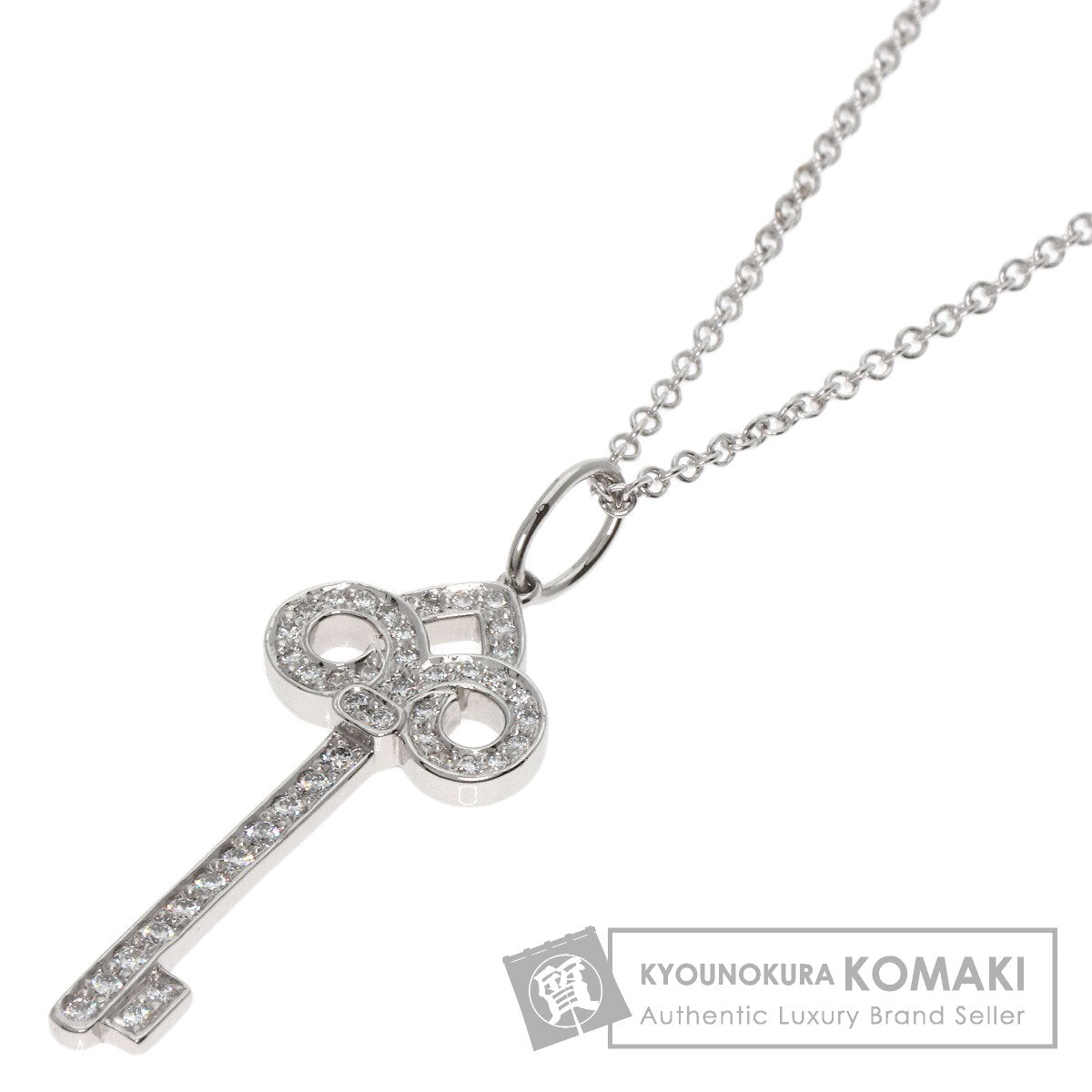 TIFFANY&Co.   Necklace Fleur de Lis Key Diamond Platinum PT950 K18 White GoldLadies