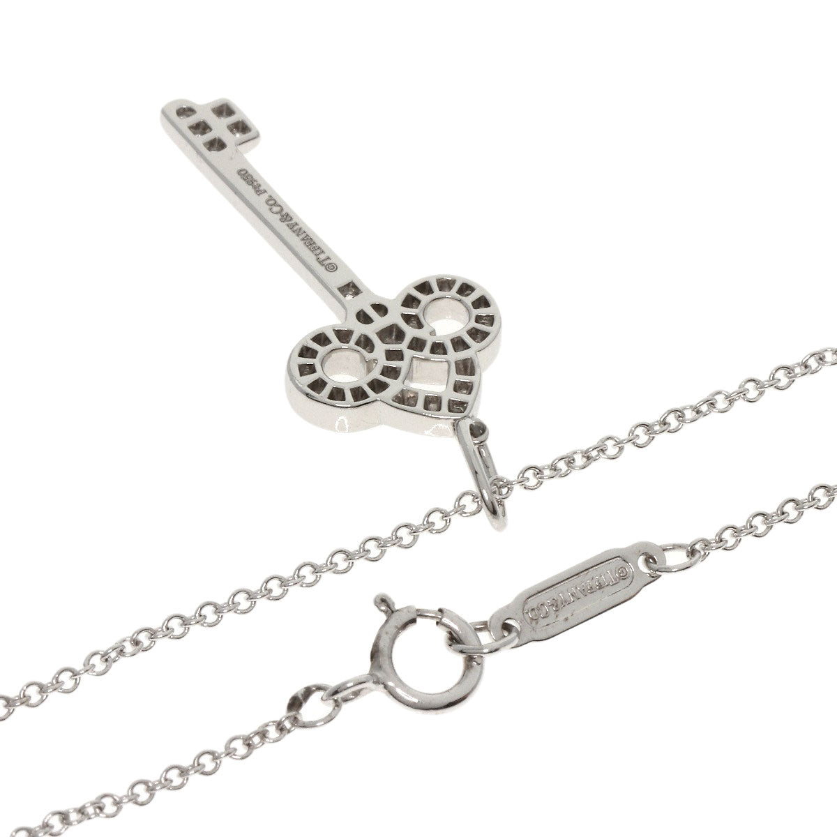 TIFFANY&Co. Fleur de Lis Key Diamond Necklace Platinum PT950 K18 White GoldLadies [Used]