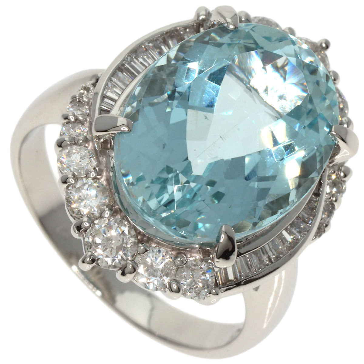 9.66ct Aquamarine Diamond Ring Platinum PT900  12.3g　Ladies