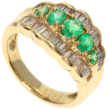 0.7ct Emerald Diamond Ring K18 Yellow Gold  6.5g　Ladies