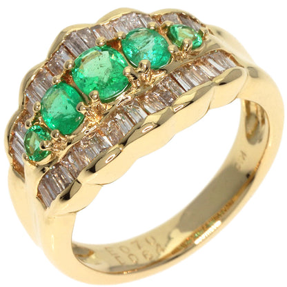 0.7ct Emerald Diamond Ring K18 Yellow Gold  6.5g　Ladies