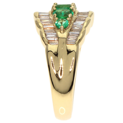 0.7ct Emerald Diamond Ring K18 Yellow Gold  6.5g　Ladies