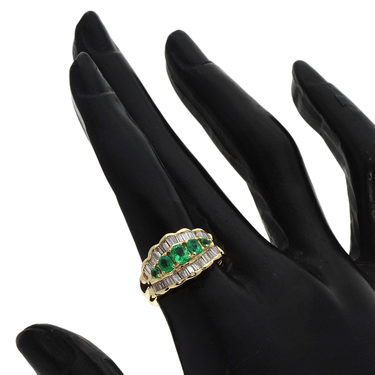 0.7ct Emerald Diamond Ring K18 Yellow Gold  6.5g　Ladies