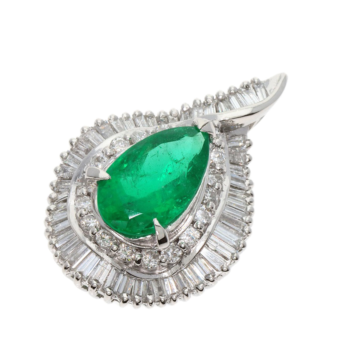 2.53ct Emerald Diamond Pendant top Platinum PT900  9.4g　Ladies