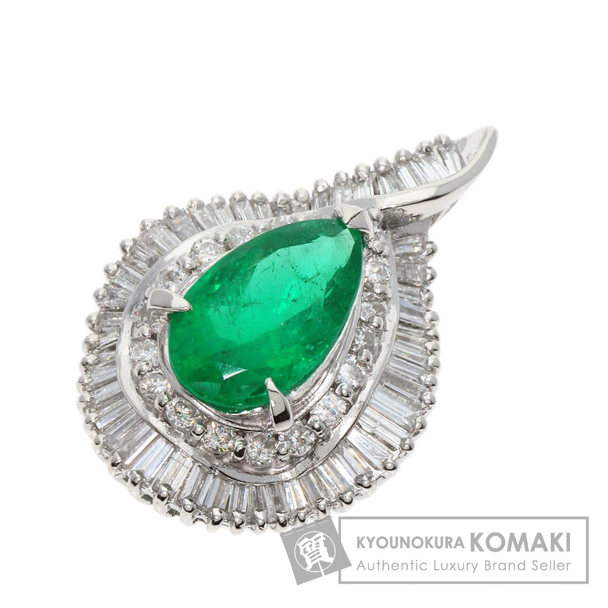 2.53ct Emerald Diamond Pendant top Platinum PT900  9.4g　Ladies