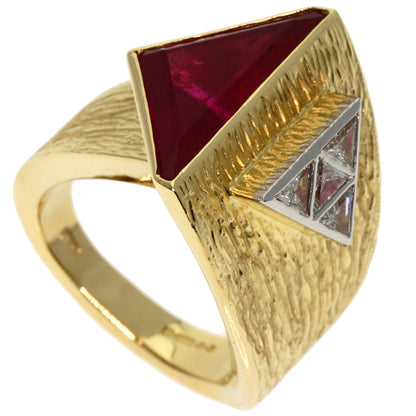 Pink Tourmaline Rubellite Diamond Ring K18 Yellow Gold  13.3g　Ladies