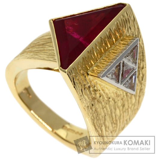 Pink Tourmaline Rubellite Diamond Ring K18 Yellow Gold  13.3g　Ladies