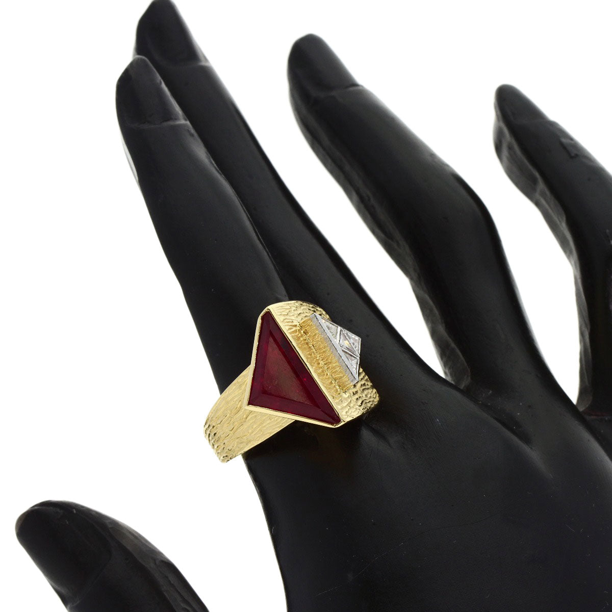 Pink Tourmaline Rubellite Diamond Ring K18 Yellow Gold  13.3g　Ladies