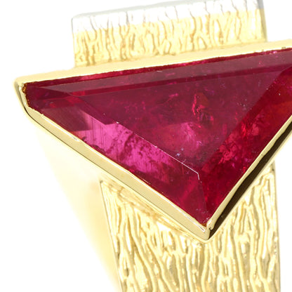 Pink Tourmaline Rubellite Diamond Ring K18 Yellow Gold  13.3g　Ladies