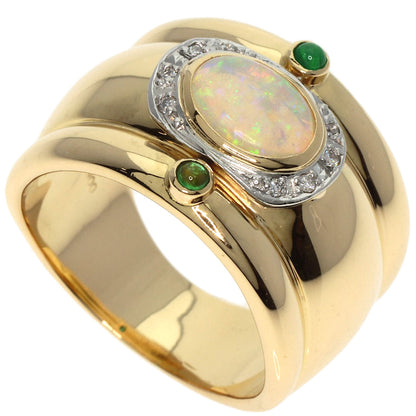 Opal Diamond Emerald Ring K18 Yellow Gold PT900 14.09g　Ladies