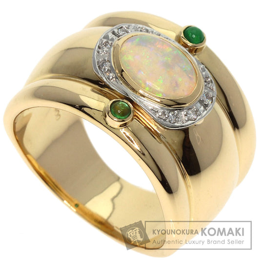 Opal Diamond Emerald Ring K18 Yellow Gold PT900 14.09g　Ladies