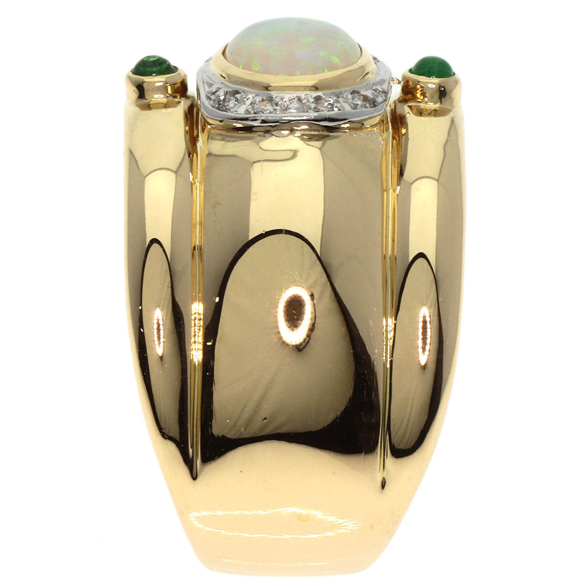 Opal Diamond Emerald Ring K18 Yellow Gold PT900 14.09g　Ladies