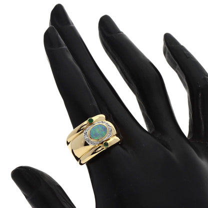 Opal Diamond Emerald Ring K18 Yellow Gold PT900 14.09g　Ladies