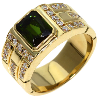 2.47ct Green Tourmaline Diamond Ring K18 Yellow Gold  19.73g　Ladies