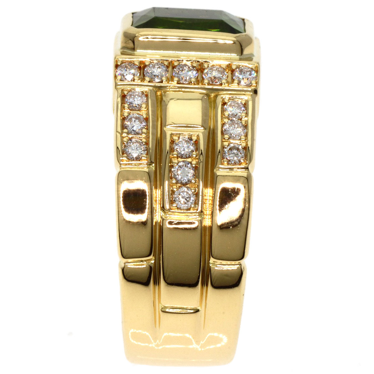 2.47ct Green Tourmaline Diamond Ring K18 Yellow Gold  19.73g　Ladies