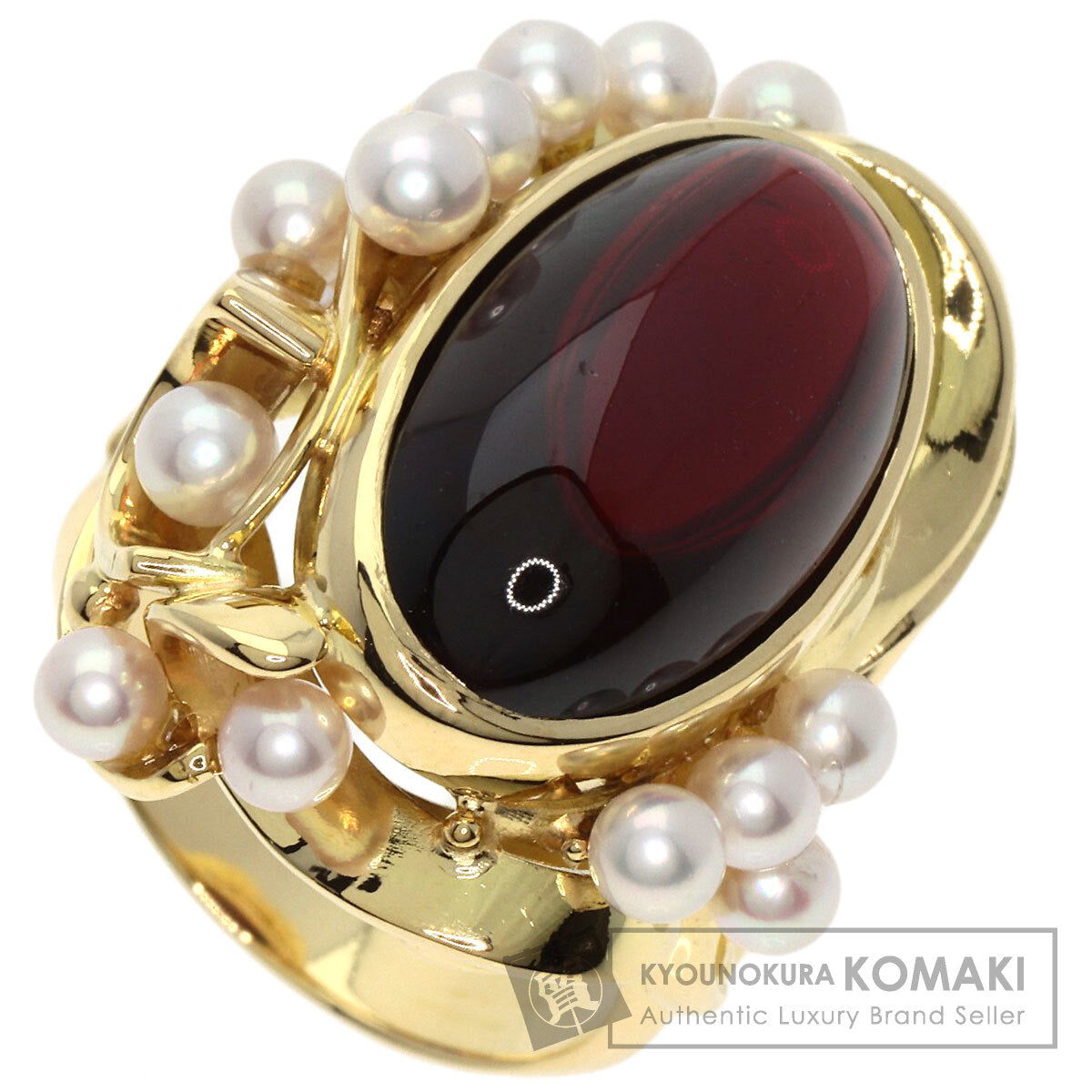 Garnet Pearl Pearl Ring K18 Yellow Gold  16.48g　Ladies