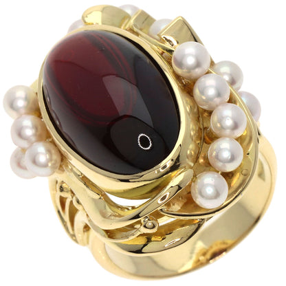 Garnet Pearl Pearl Ring K18 Yellow Gold  16.48g　Ladies