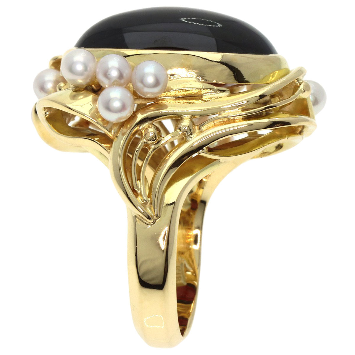 Garnet Pearl Pearl Ring K18 Yellow Gold  16.48g　Ladies