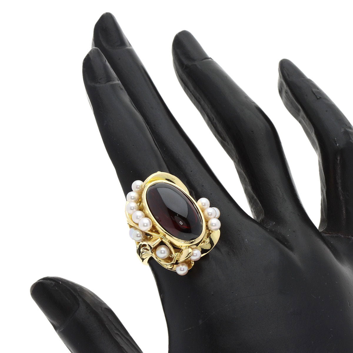 Garnet Pearl Pearl Ring K18 Yellow Gold  16.48g　Ladies