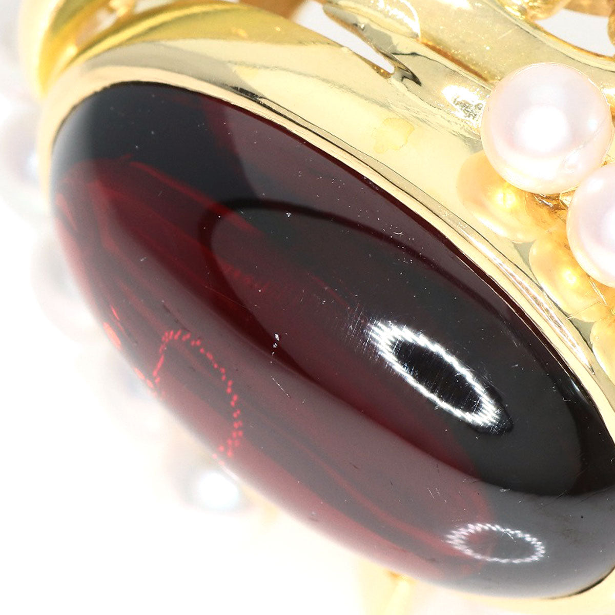 Garnet Pearl Pearl Ring K18 Yellow Gold  16.48g　Ladies