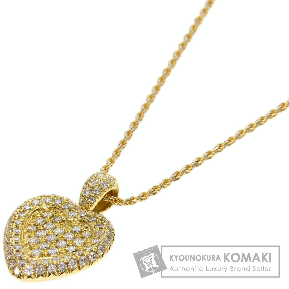 1.2ct Diamond heart motif Necklace K18 Yellow Gold  11.5g　Ladies