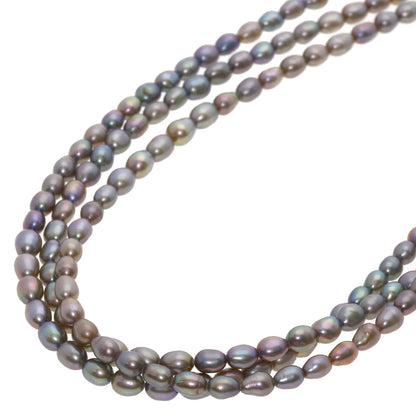 Freshwater Black Pearl 3 Strands Necklace Metal 15.9g　Ladies