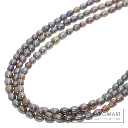 Freshwater Black Pearl 3 Strands Necklace Metal 15.9g　Ladies